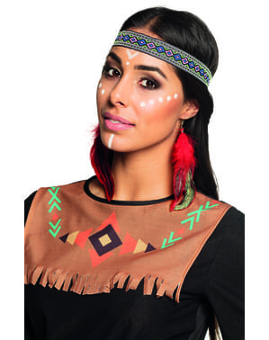 Boucles d’oreilles indien avec plumes marrons adulte