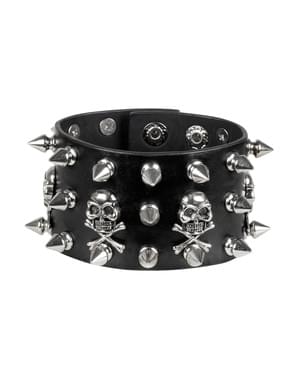 Punk Armband mit Nieten und Totenköpfen