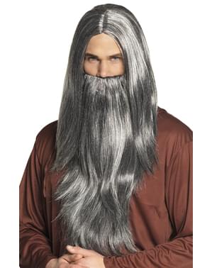 Parrucca da mago con barba per uomo