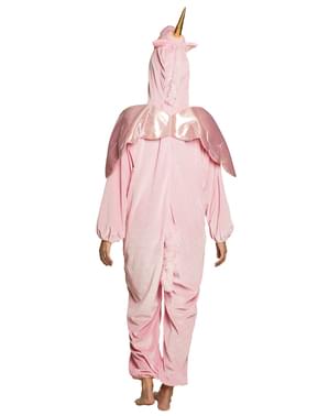 Onesie pink unicorn costume with wings for adults