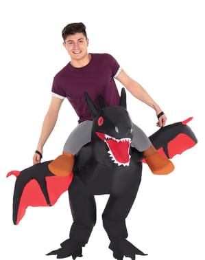 Disfraz de dragón negro hinchable para adulto