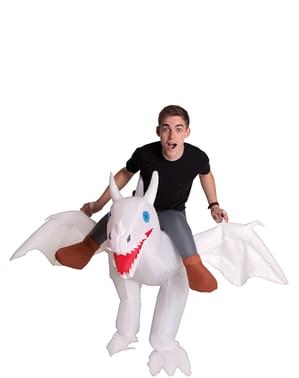 वयस्कों के लिए Inflatable सफेद ड्रैगन पोशाक