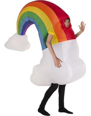 Opblaasbaar regenboog kostuum voor volwassenen