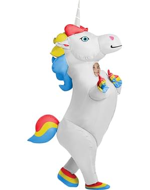 Çocuklar için şişme beyaz tek boynuzlu at kostüm