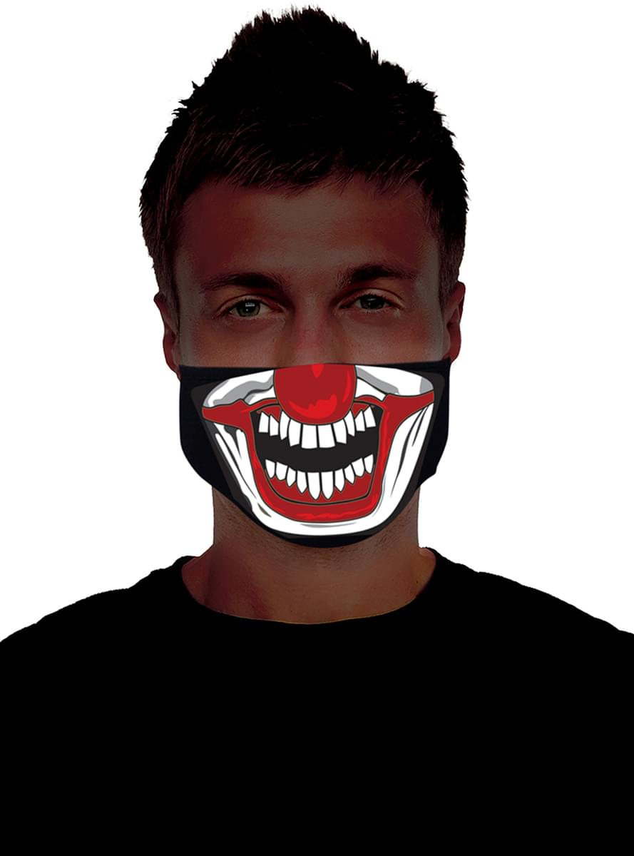 Leuchtende Mörderclown Halbmaske für Erwachsene