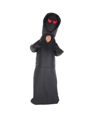 Inflatable hooded man costume with red eyes for men