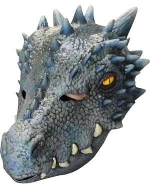 Máscara de dragão azulado para adulto