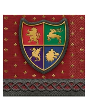 16 forretsservietter med middelalderlige skjol (13x13 cm) - Medieval Collection