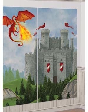 Sett med 13 fotoboks tilbehør med middelalder slott og dragon bakgrunn