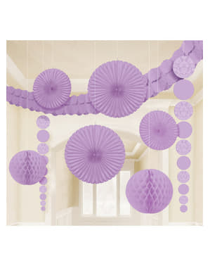 9枚の薄紫色の紙の装飾のセット