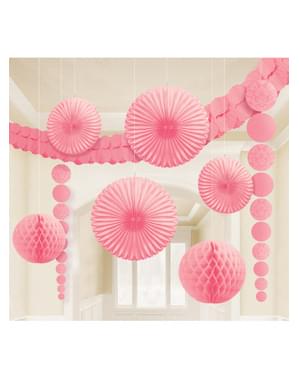 9 décorations en papier couleur rose pastel