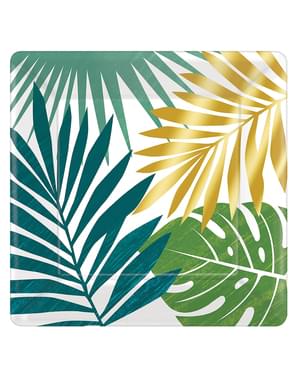 Sett med 8 desserttallerkener med tropiske blader - Key West