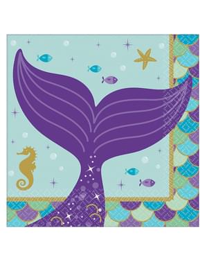 16 servetter med sjöjungfru fena (13x13 cm) - Mermaid Wishes