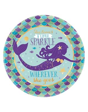8 desserttallrikar med sjöjungfru (18 cm) - Mermaid Wishes