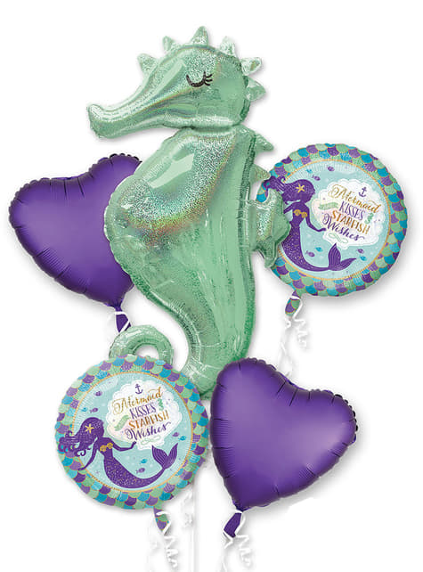 Bouquet of foil balloons with seahorse - Mermaid Wishes