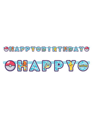 Festone con le lettere Happy Birthday dei Pokémon