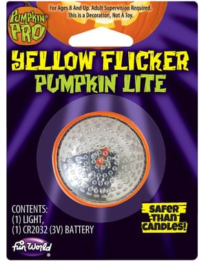 Luz com efeito vela amarela para abóbora