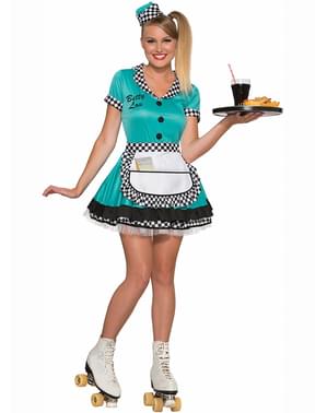 Blue 50's waitress costume for women