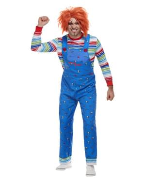 Costume Chucky Per Bambini Con Maschera E Coltello Finto - Tuta Blu A Righe, Vestito Da Halloween Per Ragazzi E Ragazze