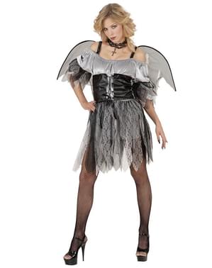 Costume da angelo caduto argentato da donna