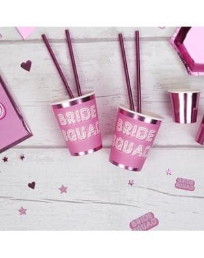 8 copos de papel cor-de-rosa - Bride Squad