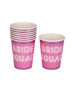 8 copos de papel cor-de-rosa - Bride Squad