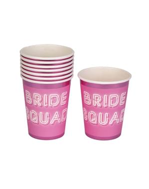 Set 8 gelas kertas warna pink - Bride Squad