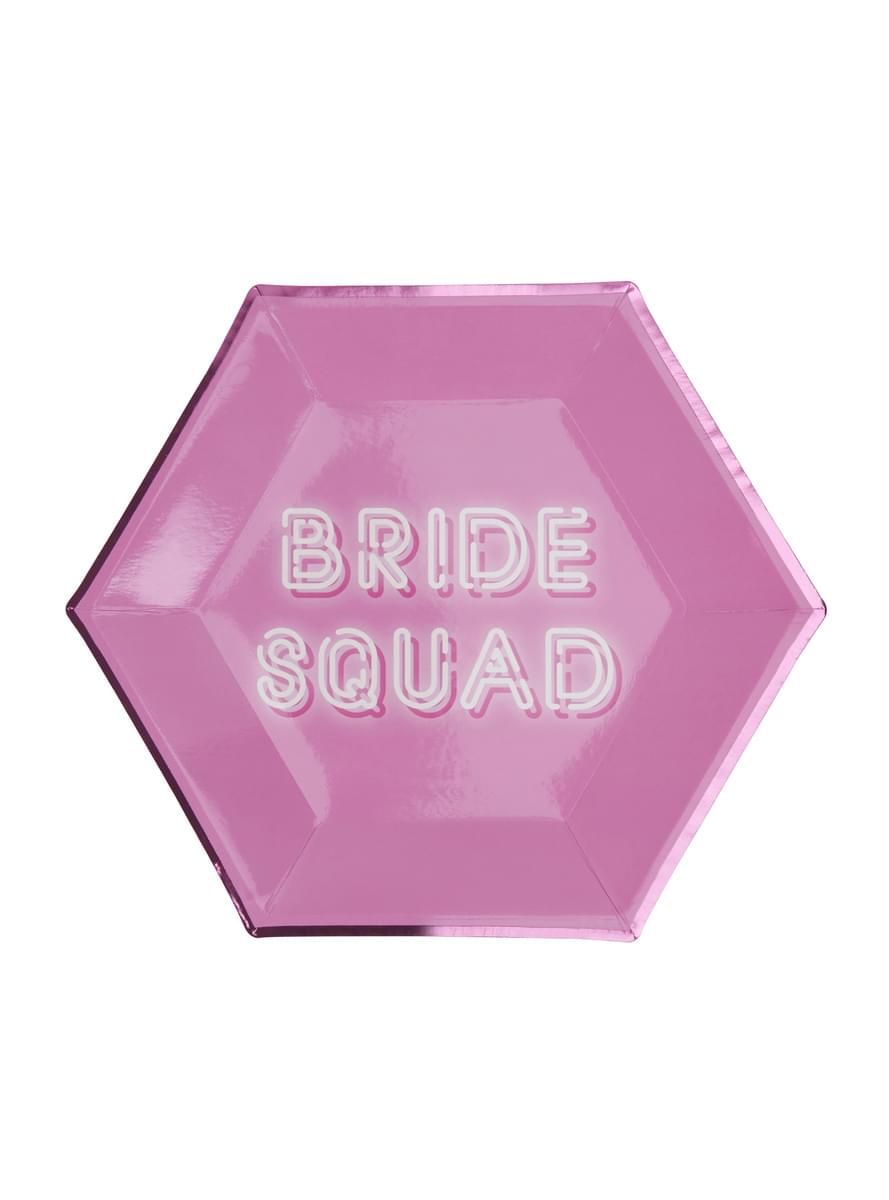 סט 8 צלחות נייר משושה בוורוד - Squad הכלה