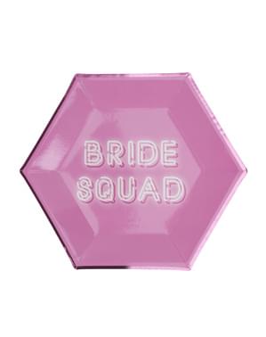 8 piatti esagonali di carta ros (27 cm) - Bride Squad