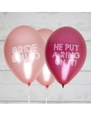 8 latexballonger i olika rosa (30 cm) - Bride Squad