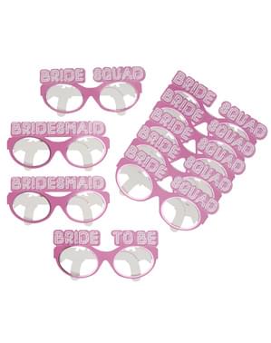 8 óculos cor-de-rosa de papel - Bride Squad