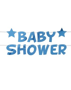 Blue "Baby Shower" garland - Little Star Blue