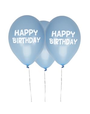 8 sinistä “Happy Birthday” lateksi-ilmapalloa – Little Star Blue
