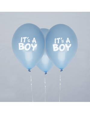 8 sinistä “It's a boy” lateksi-ilmapalloa – Little Star Blue