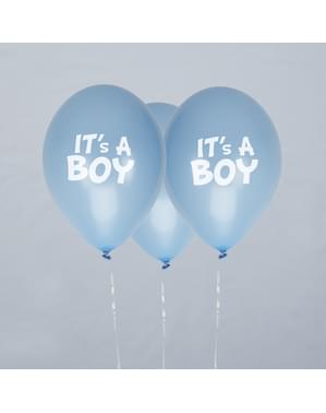 Zestaw 8 niebieskie balony lateksowe “It's a Boy” - Little Star Blue