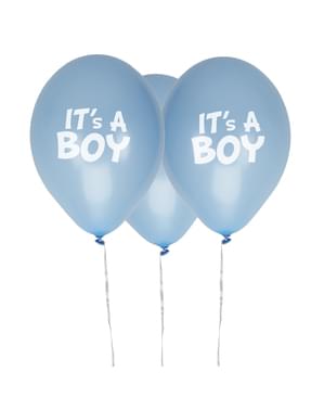 Zestaw 8 niebieskie balony lateksowe “It's a Boy” - Little Star Blue