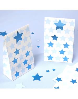 5 sachets cadeaux en papier - Little Star Blue