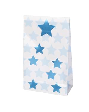 5 presentpåsar i papp - Little Star Blue