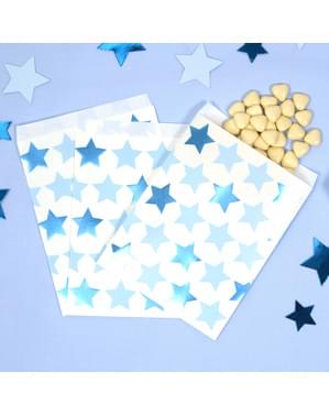 25 papieren feesttasjes - Kleine Blauwe Ster