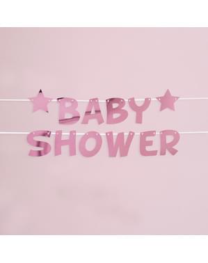 שלט קיר גוון ורוד Baby Shower של  Pink Star