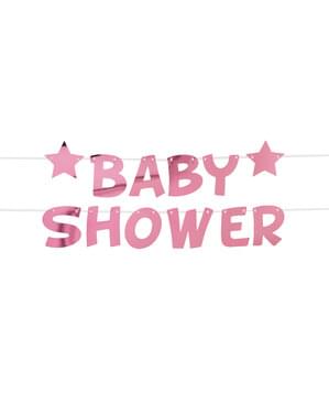 Merah muda "Baby Shower" garland - Little Star Pink