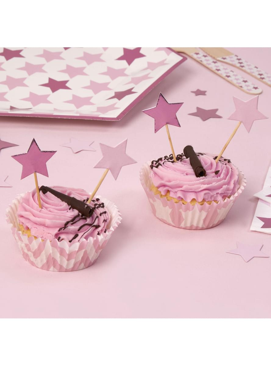 20 toppers con forma de estrella - Pink Star