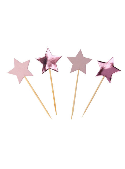 20 star shaped decorative toothpicks - Little Star Pink
