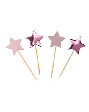 Set of 20 star shaped decorative toothpicks - Little Star Pink