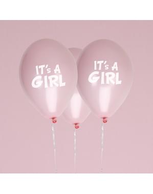 Sett med 8 latex ballonger - Little Star Rosa
