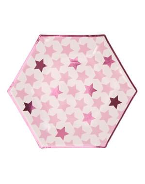 8 heksagonalnih papirnih tanjura (27 cm) - Male Plave Zvijezde