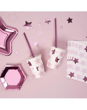 Zestaw 8 papierowe kubki - Little Star Pink