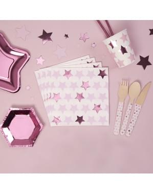 16 kağıt peçeteler - Little Star Pink Set