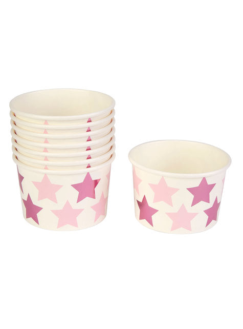 8 vasos con estrellas rosas y moradas - Pink Star