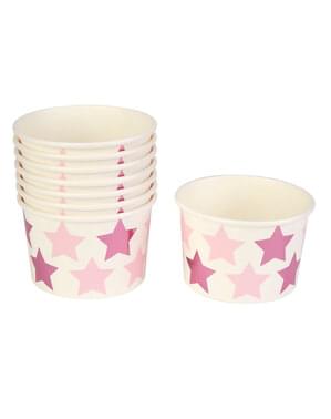 8 copos de papel - Little Star Pink
